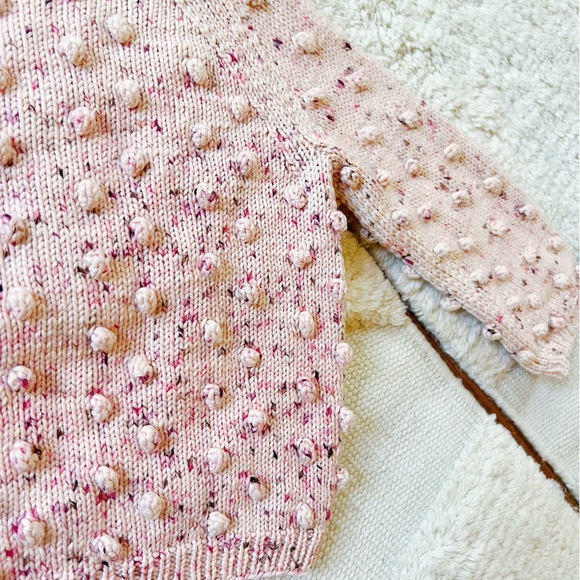 Misha & Puff Dusty Rose Confetti Pink Popcorn Sweater Kids Wool Handmade 3-4y - Picture 3 of 12